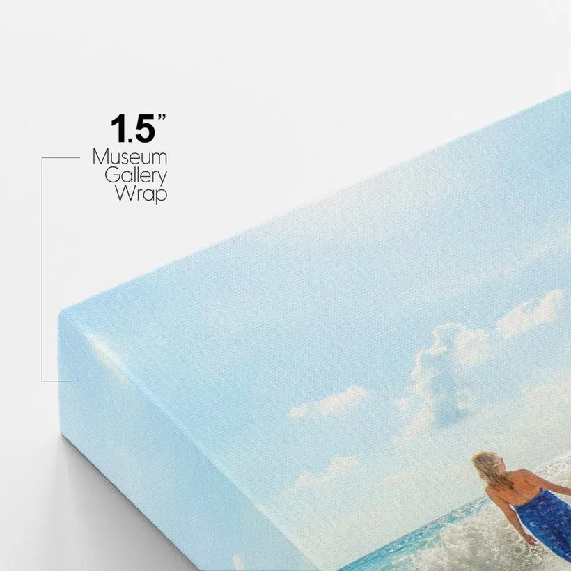 Close-up of the 1.5 inch museum gallery wrap edge