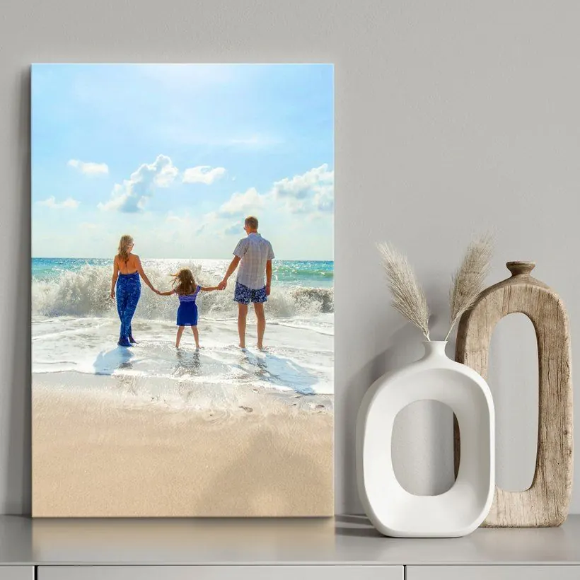 Gallery wrapped canvas print displayed on a console table