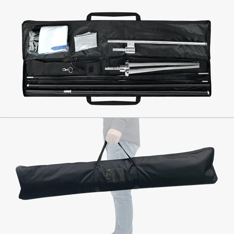 Zippered carry bag with flag hardware inside