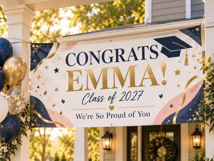 Porch graduation banner &mdash; Vinyl Banners design example