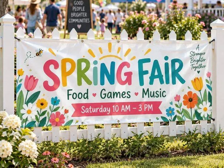 Fence banner for a community fair &mdash; Vinyl Banners design example