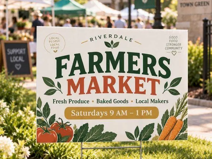 Farmers market wayfinding &mdash; Yard Signs design example
