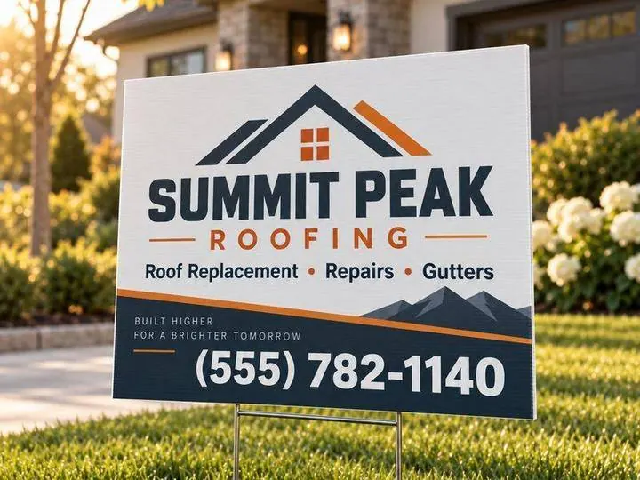 Roofing contractor job-site sign &mdash; Yard Signs design example