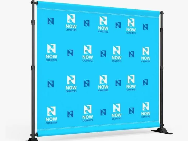 Complete kit, set up &mdash; Step and Repeat Backdrops design example