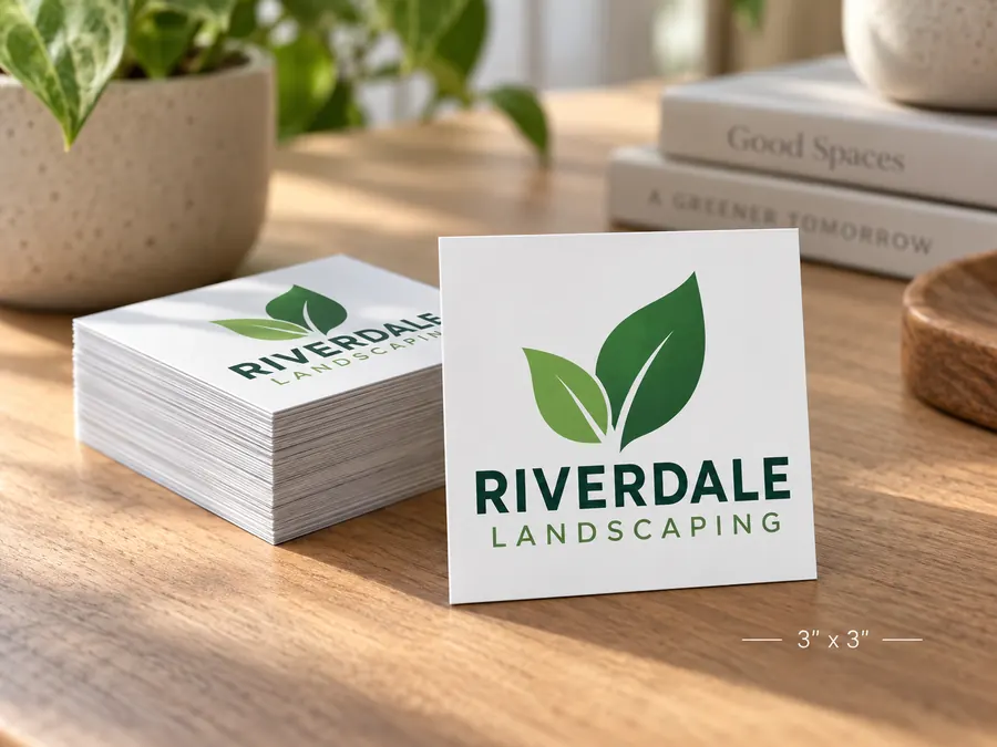 A stack of 3 by 3 inch square vinyl stickers