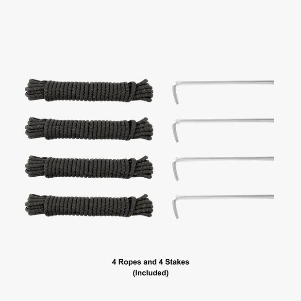 Four ropes and four stakes