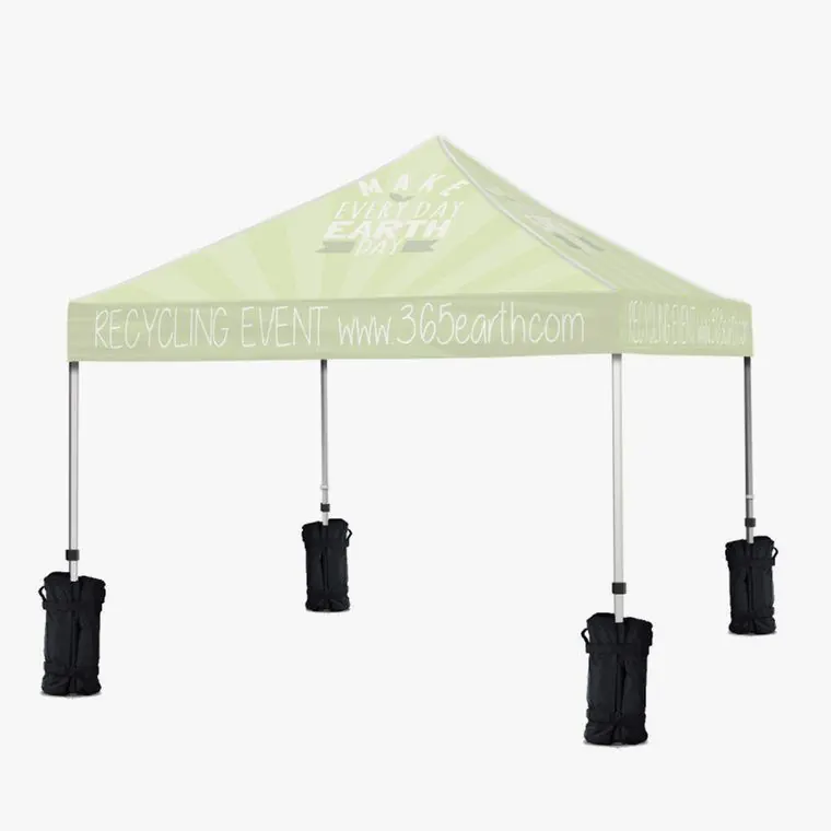 Four weight bags on tent legs